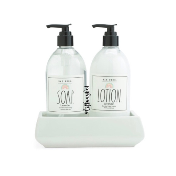 Rae Dunn Soap & Lotion set with Ceramic Soap Dish - Picture 2 of 4